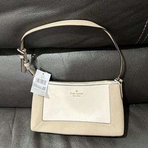Kate spade outlet small shoulder bag in colorblock pebble light sand